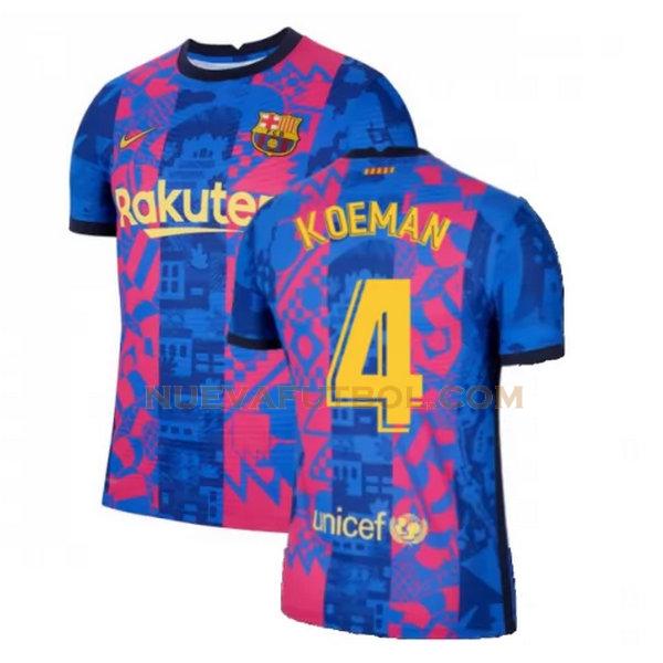 tercera camiseta koeman 4 barcelona 2021 2022 azul rojo hombre