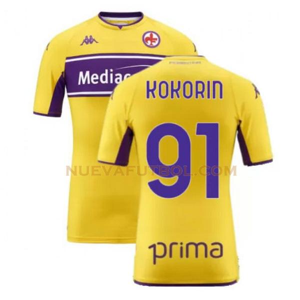 tercera camiseta kokorin 91 fiorentina 2021 2022 amarillo hombre