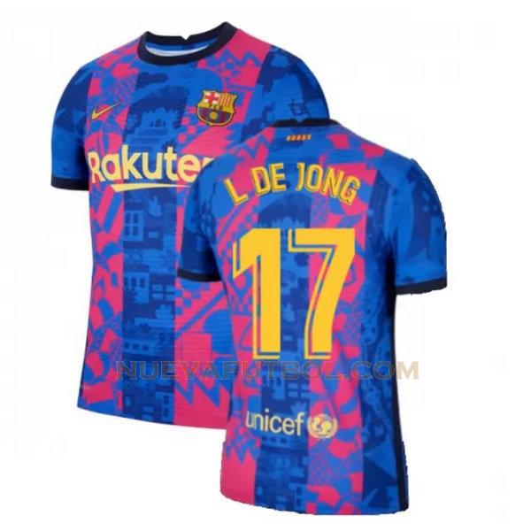 tercera camiseta l de jong 17 barcelona 2021 2022 azul rojo hombre