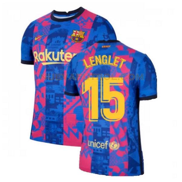 tercera camiseta lenglet 15 barcelona 2021 2022 azul rojo hombre