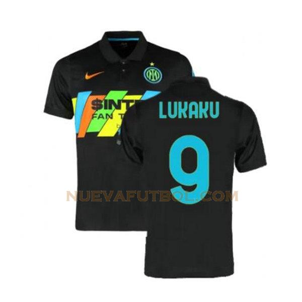 tercera camiseta lukaku 9 inter milan 2021 2022 negro hombre