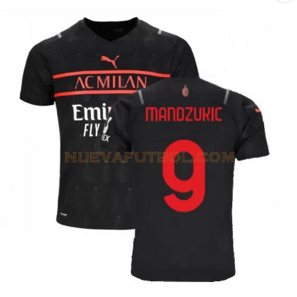 tercera camiseta mandzukic 9 ac milan 2021 2022 negro hombre