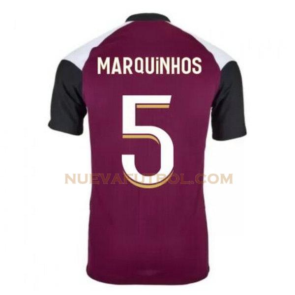 tercera camiseta marquinhos 5 paris saint germain 2020-2021 púrpura hombre