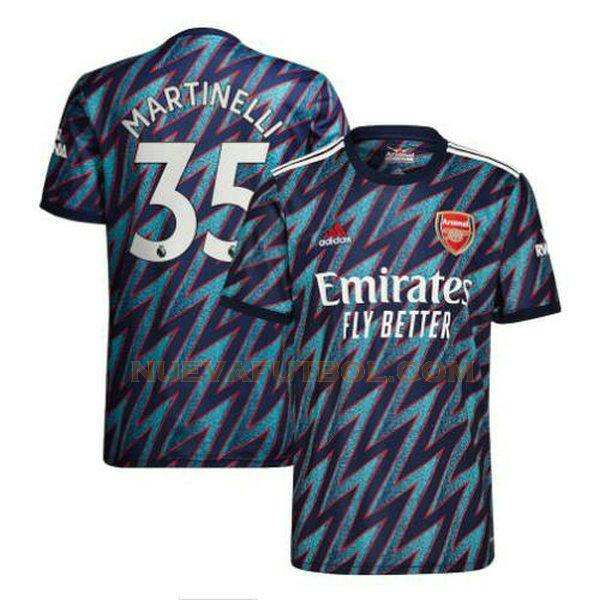 tercera camiseta martinelli 35 arsenal 2021 2022 azul hombre