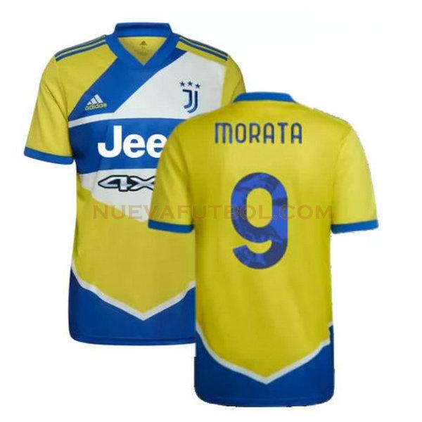 tercera camiseta morata 9 juventus 2021 2022 amarillo azul hombre