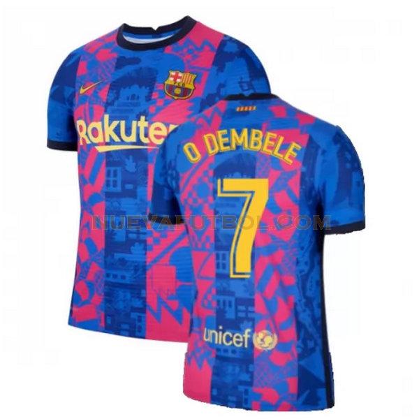 tercera camiseta o dembele 7 barcelona 2021 2022 azul rojo hombre