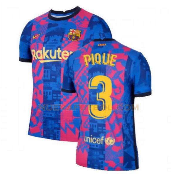 tercera camiseta pique 3 barcelona 2021 2022 azul rojo hombre