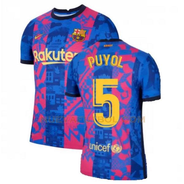 tercera camiseta puyol 5 barcelona 2021 2022 azul rojo hombre