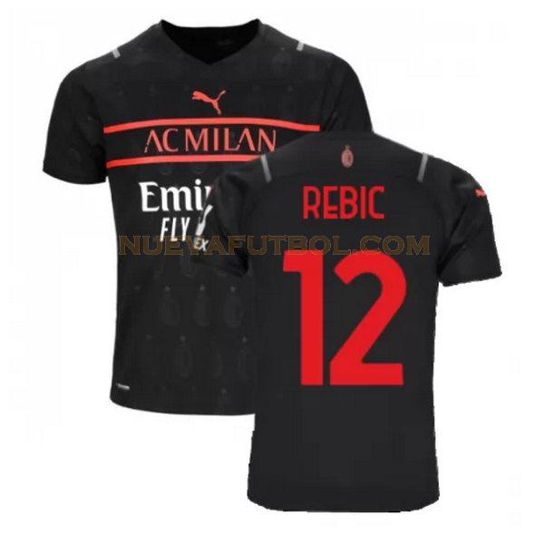 tercera camiseta rebic 12 ac milan 2021 2022 negro hombre