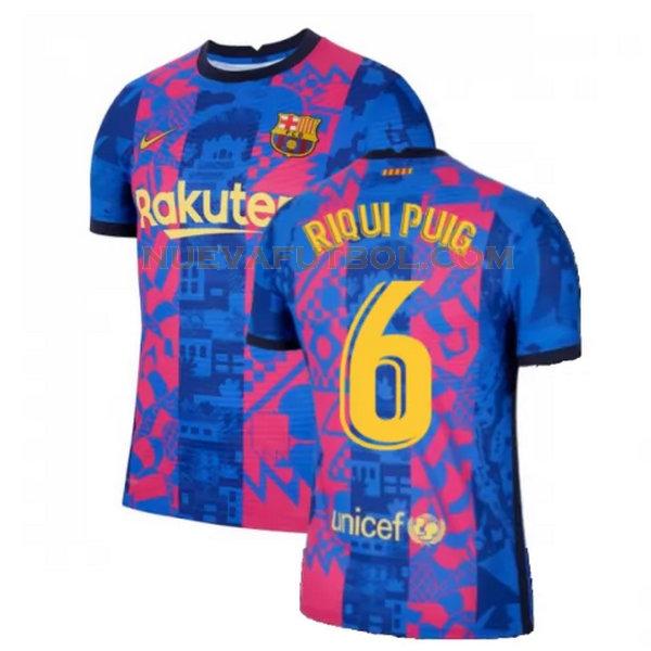 tercera camiseta riqui puig 6 barcelona 2021 2022 azul rojo hombre