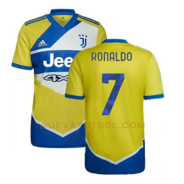 tercera camiseta ronaldo 7 juventus 2021 2022 amarillo azul hombre