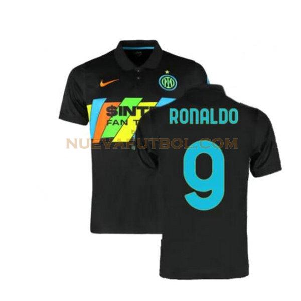 tercera camiseta ronaldo 9 inter milan 2021 2022 negro hombre