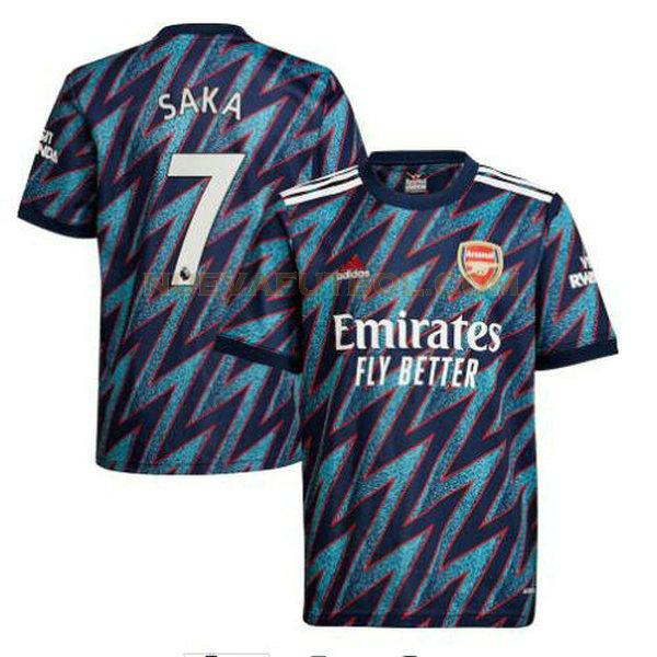 tercera camiseta saka 7 arsenal 2021 2022 azul hombre