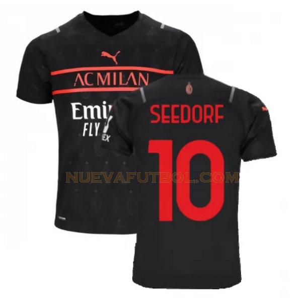 tercera camiseta seedorf 10 ac milan 2021 2022 negro hombre