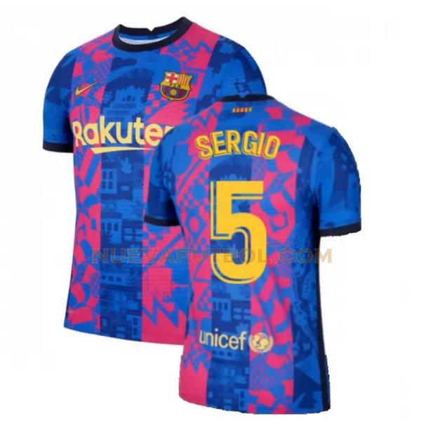 tercera camiseta sergio 5 barcelona 2021 2022 azul rojo hombre