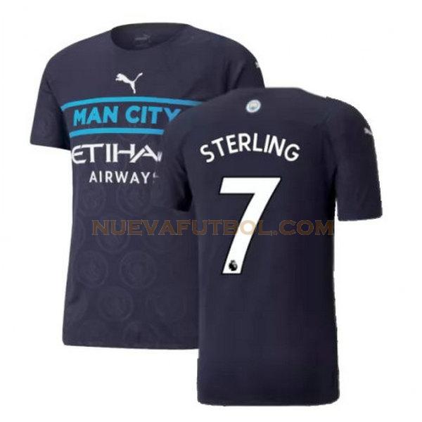 tercera camiseta sterling 7 manchester city 2021 2022 negro hombre