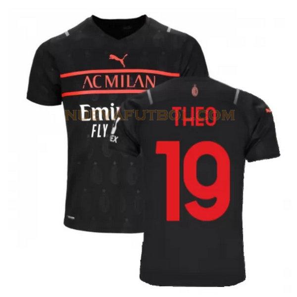 tercera camiseta theo 19 ac milan 2021 2022 negro hombre