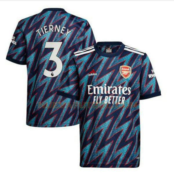 tercera camiseta tierney 3 arsenal 2021 2022 azul hombre