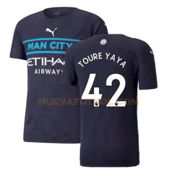 tercera camiseta toure yaya 42 manchester city 2021 2022 negro hombre