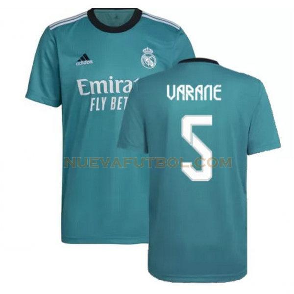 tercera camiseta varane 5 real madrid 2021 2022 verde hombre