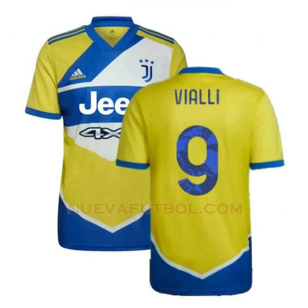 tercera camiseta vialli 9 juventus 2021 2022 amarillo azul hombre